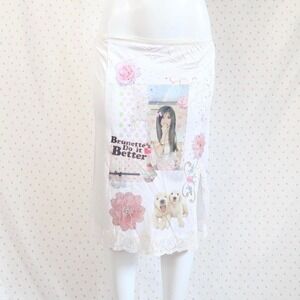 brunettes do it better midi skirt y2k mcbling lace slip skirt